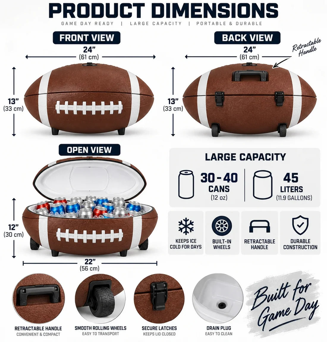 🏈 Football-Shaped Cooler – The Ultimate Game Day Drink Station