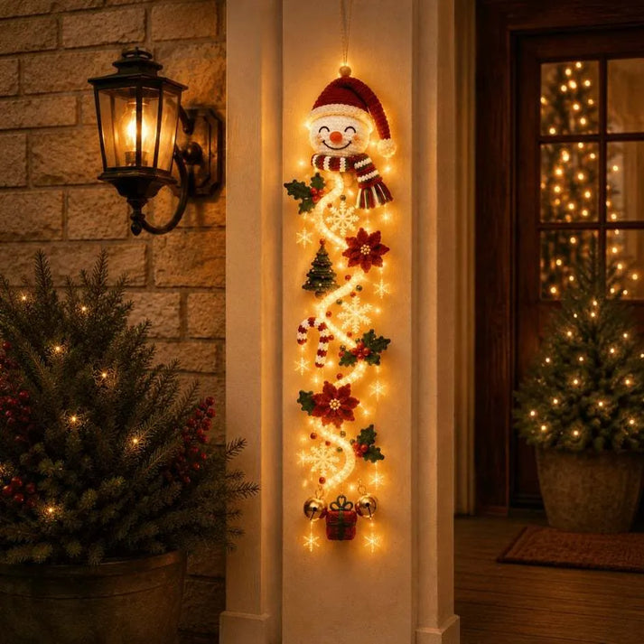 ✨Merry Cascade Glowing Christmas Door Hanger | Festive Lighted Front Door Decor