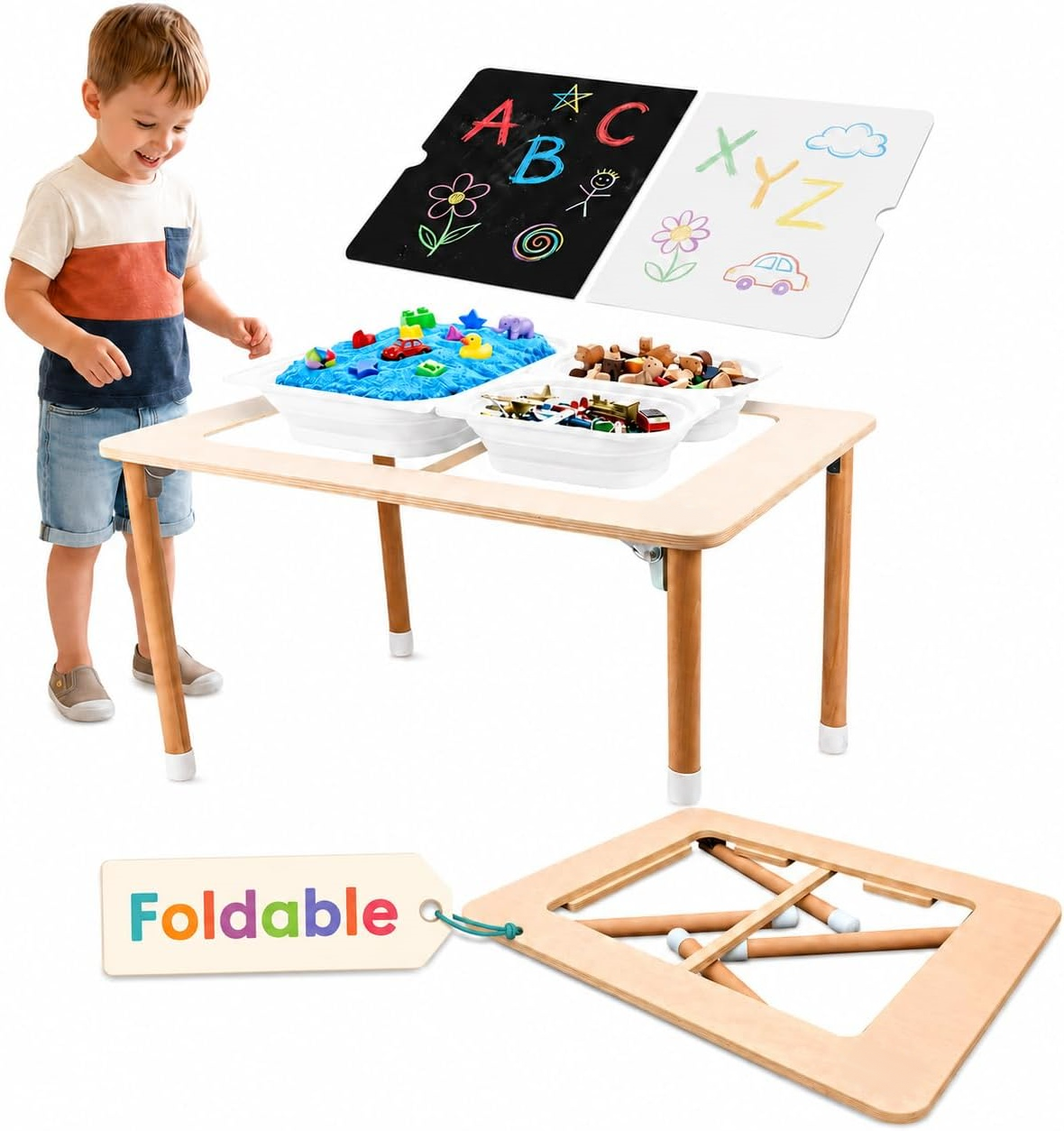 🎨4-in-1 Foldable Sensory Play Table