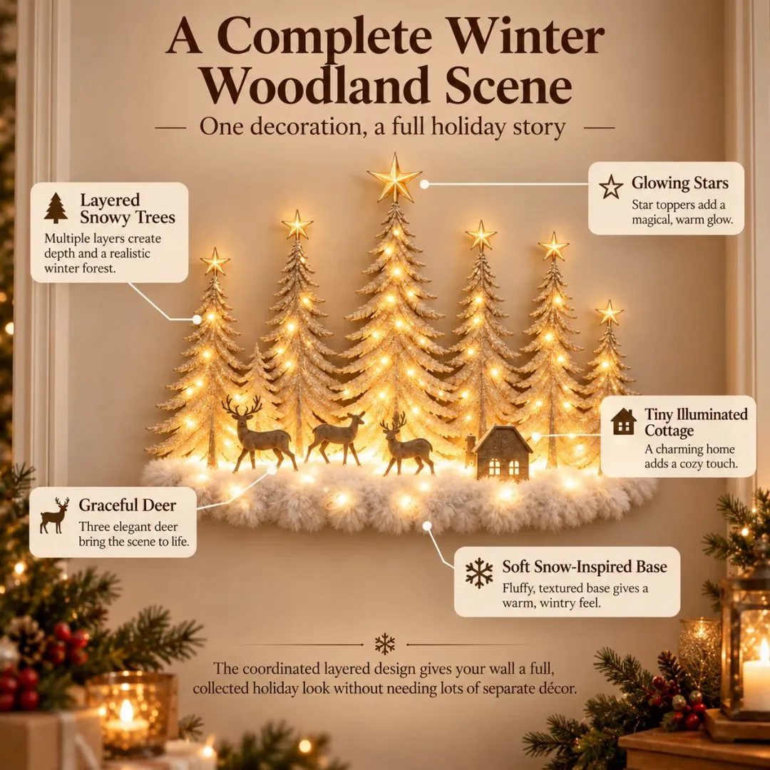 🌲 Enter a Winter Wonderland - Lighted Woodland Forest Wall Decor
