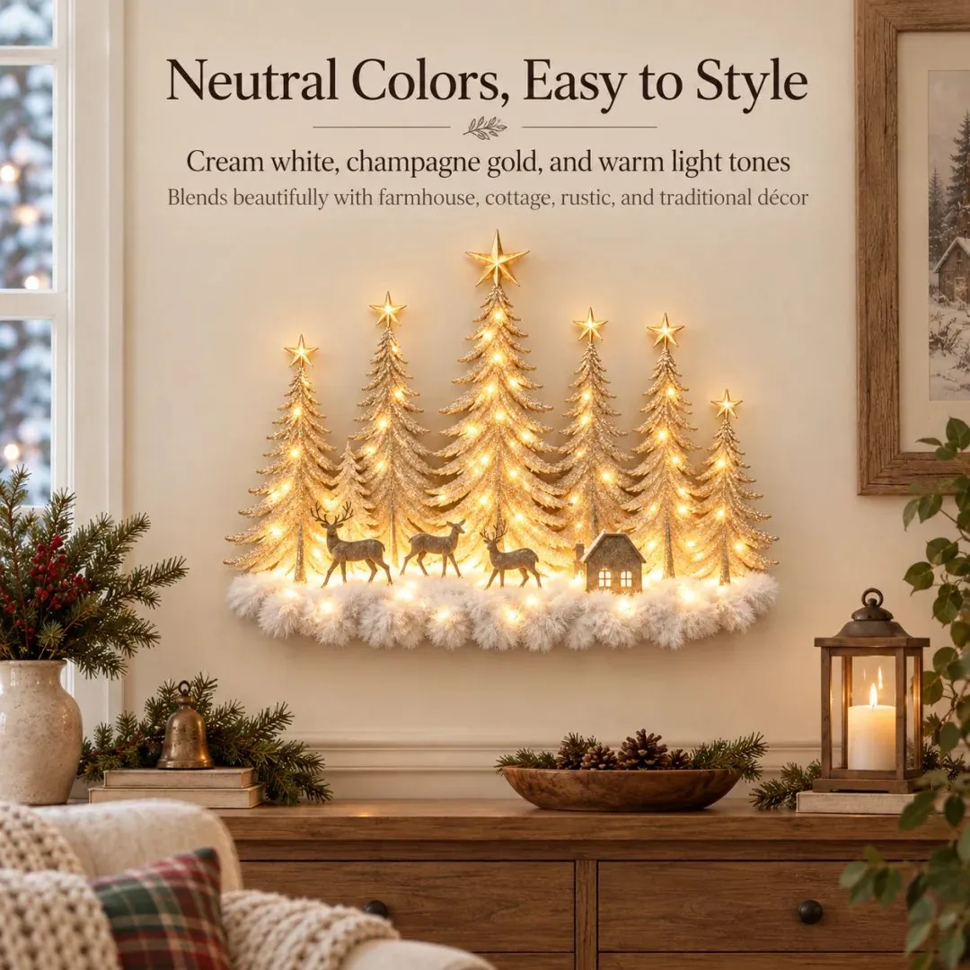 🌲 Enter a Winter Wonderland - Lighted Woodland Forest Wall Decor