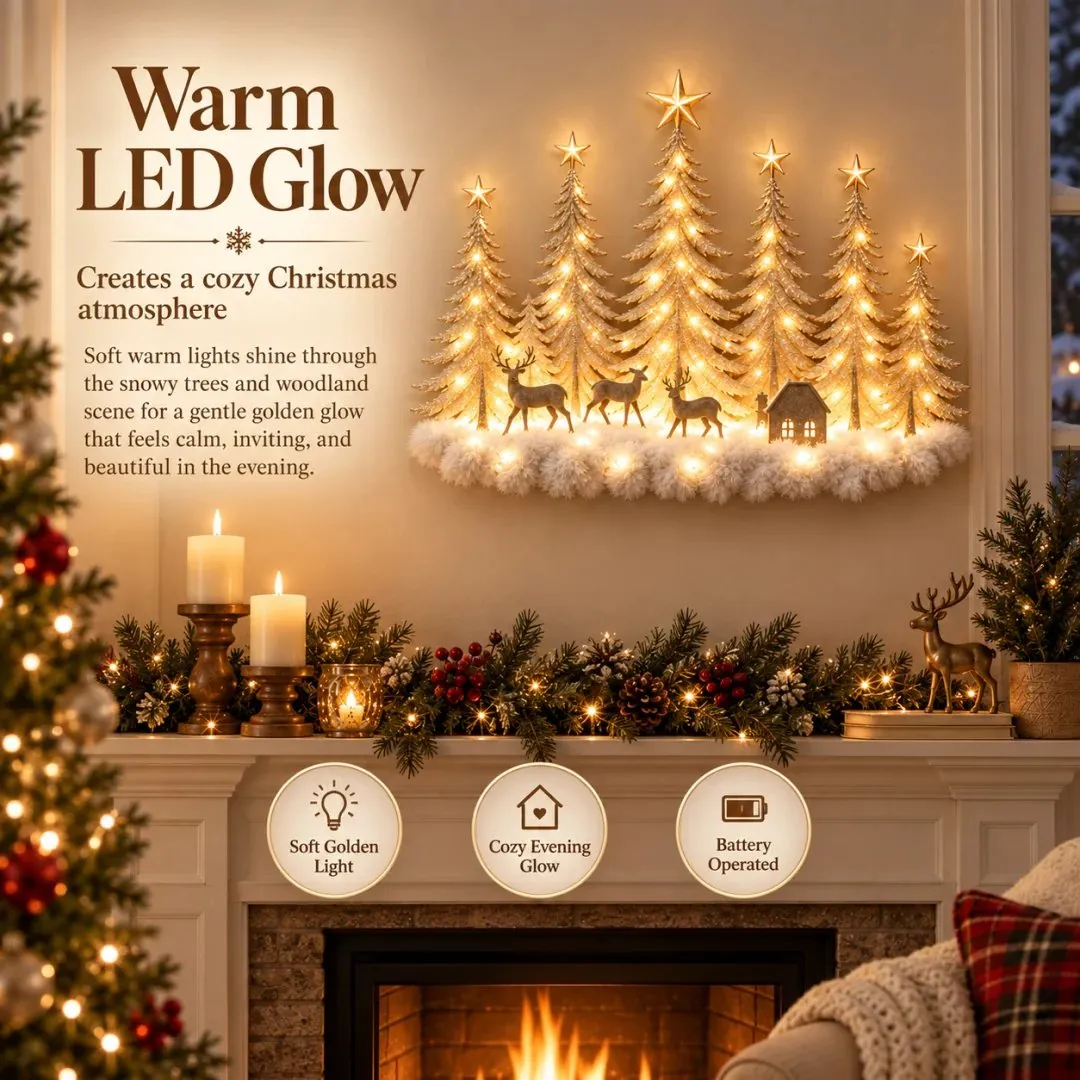 🌲 Enter a Winter Wonderland - Lighted Woodland Forest Wall Decor