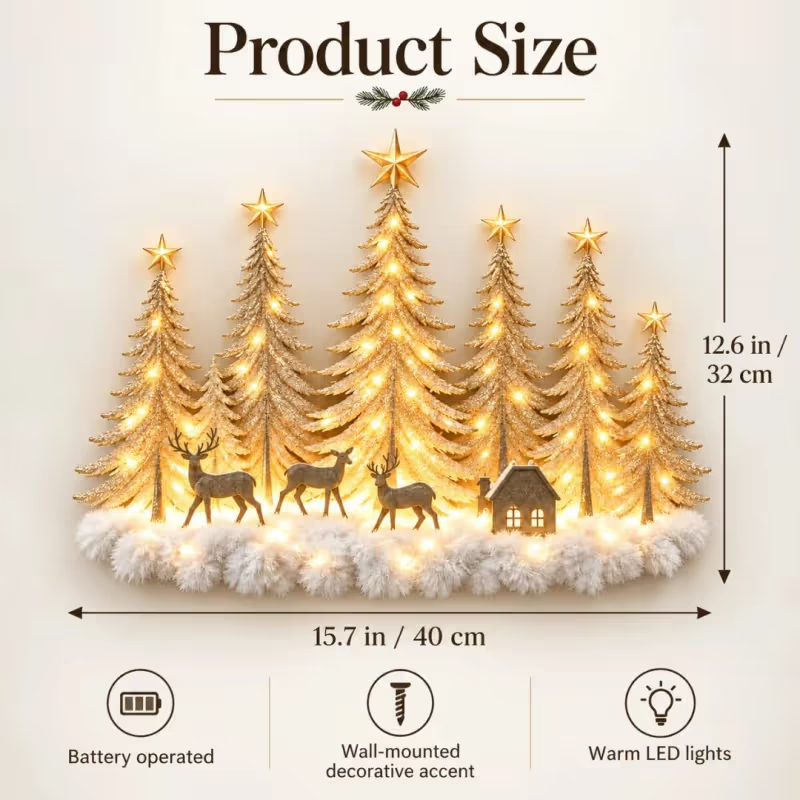 🌲 Enter a Winter Wonderland - Lighted Woodland Forest Wall Decor