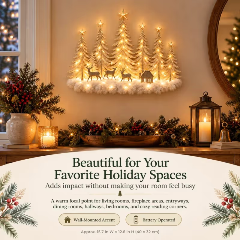 🌲 Enter a Winter Wonderland - Lighted Woodland Forest Wall Decor