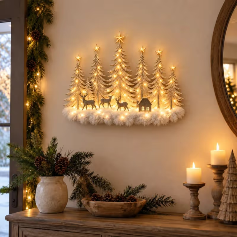 🌲 Enter a Winter Wonderland - Lighted Woodland Forest Wall Decor