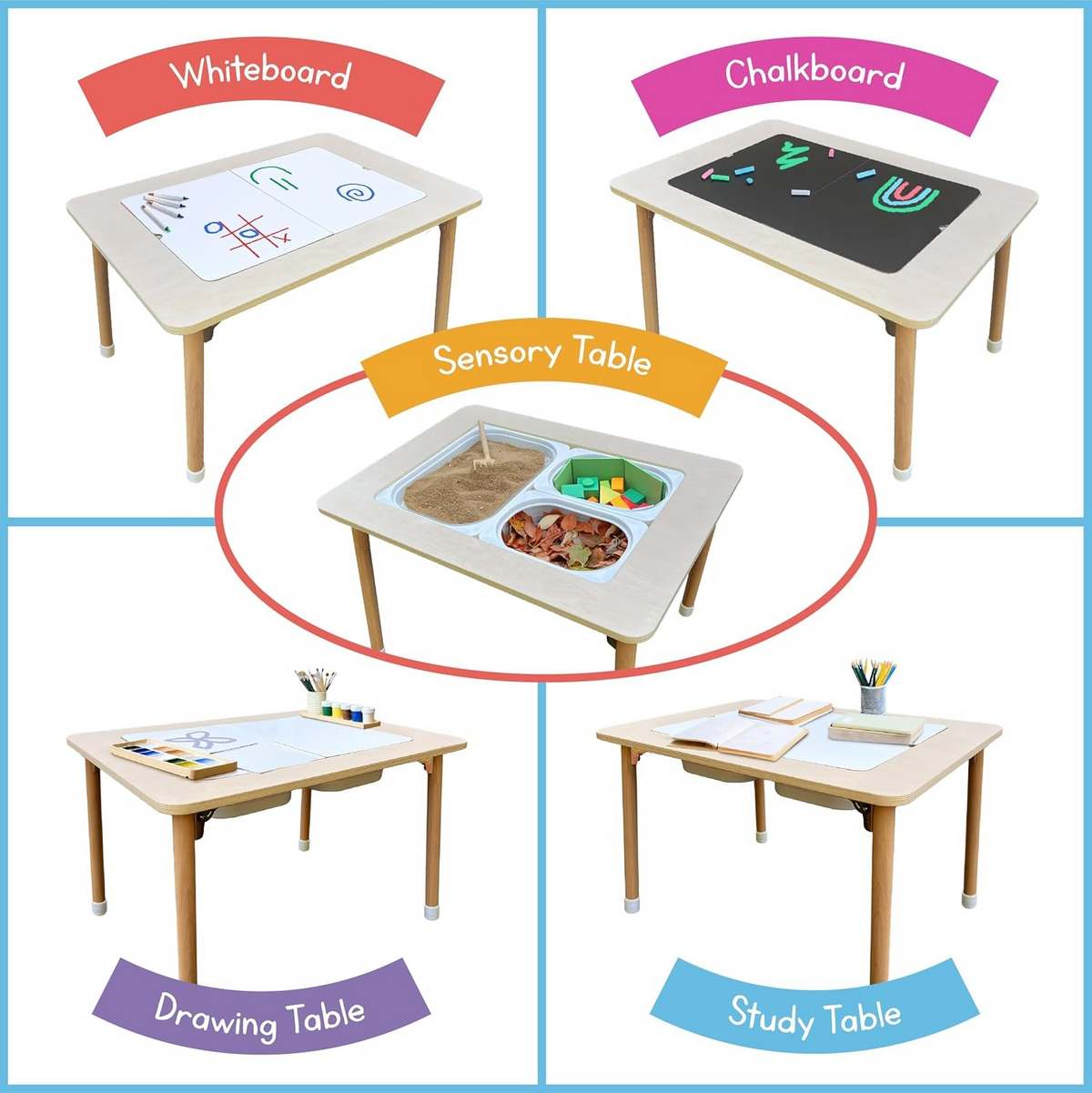 🎨4-in-1 Foldable Sensory Play Table