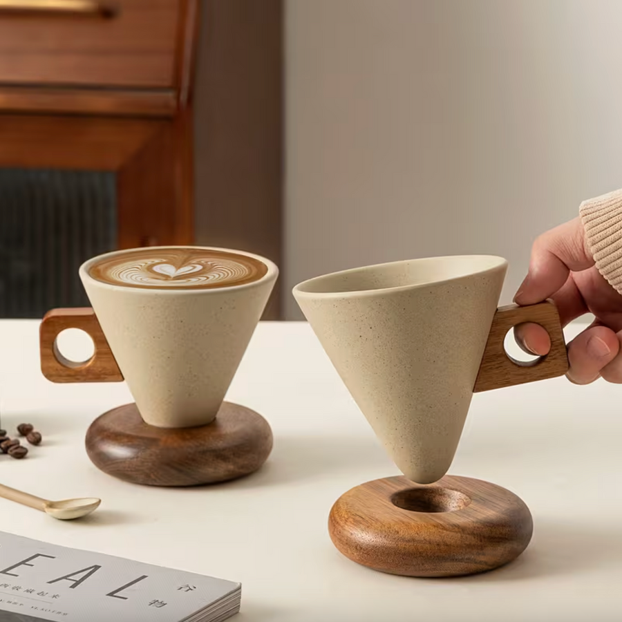 ☕ Artisan Ceramic Coffee Cup Set – Japandi Style
