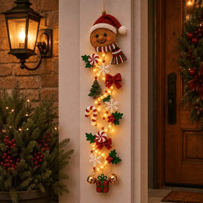 ✨Merry Cascade Glowing Christmas Door Hanger | Festive Lighted Front Door Decor